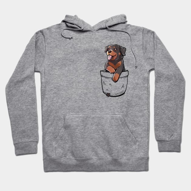 Pocket Cute Rottweiler Dog Hoodie by TechraPockets